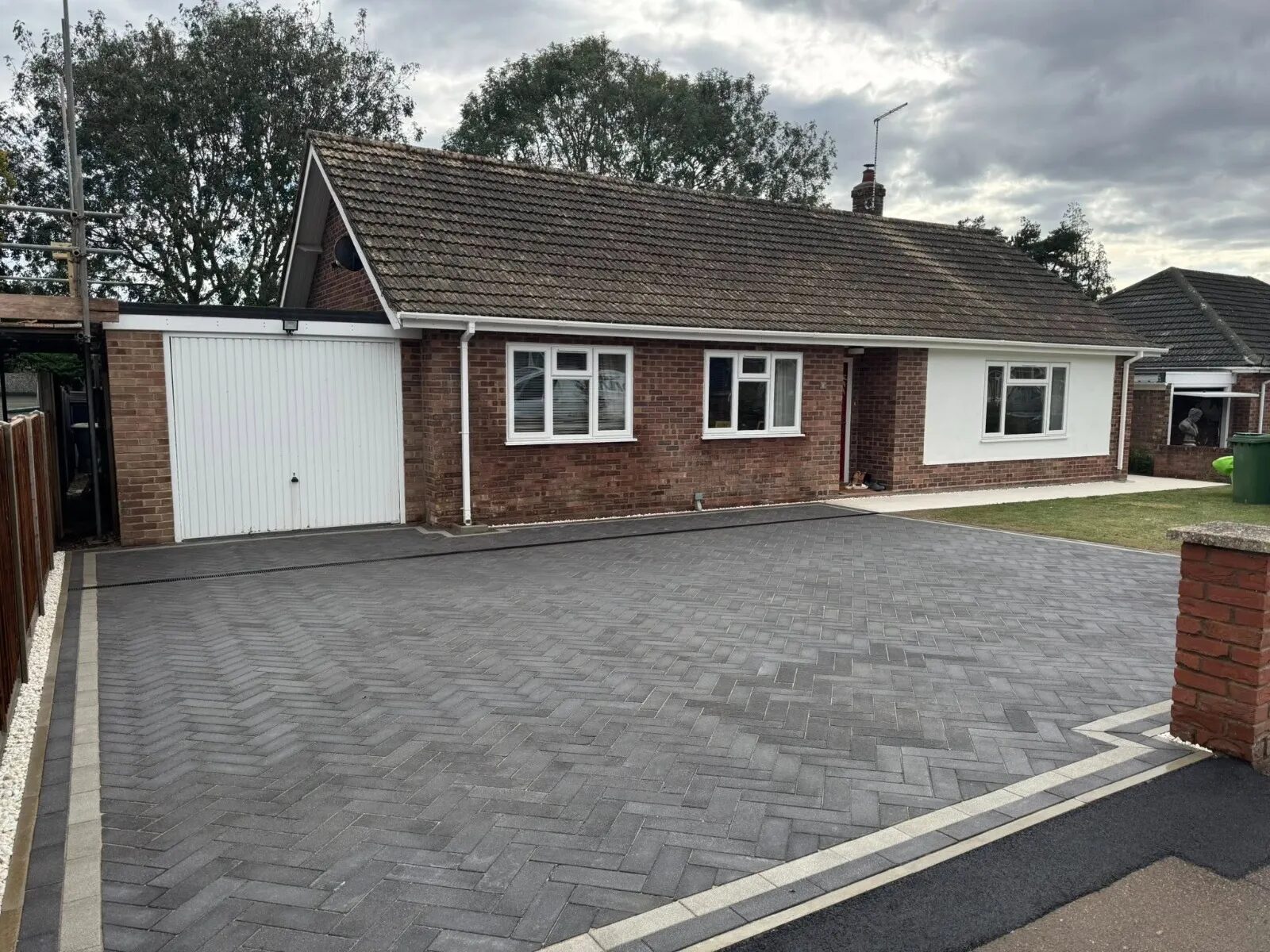 Freshly laid block paving driveway at a UK home