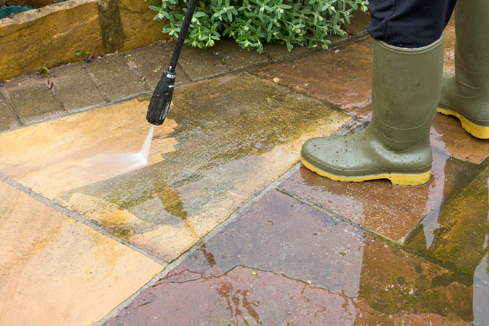 Clean patio after professional pressure washing